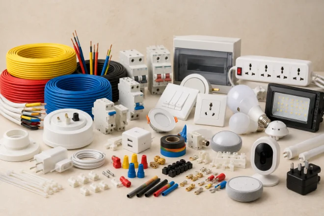 Electrical accessory suppliers in India — switches, cables, LED lighting and sockets